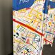 Painted wooden screen with the map of Barcelona 210 W x 170 H