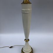 1960s laurel greek key ceramic brass table lamps hollywood regency neoclassical