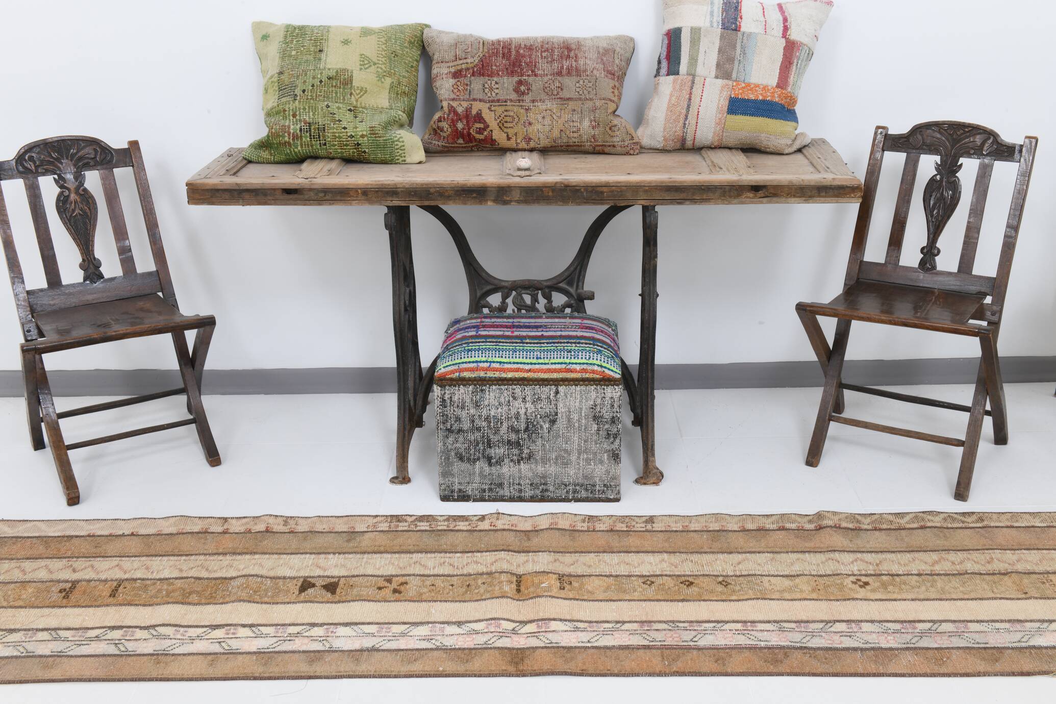 2x9 Soft Pastel Brown & Beige Turkish Runner Rug, 61x266Cm SK 21389