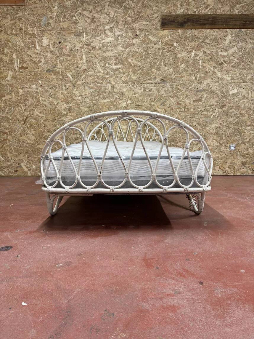 Vintage rattan bed - 1960s