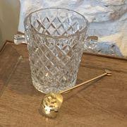 Ice bucket and its vintage 1950 gold metal spoon