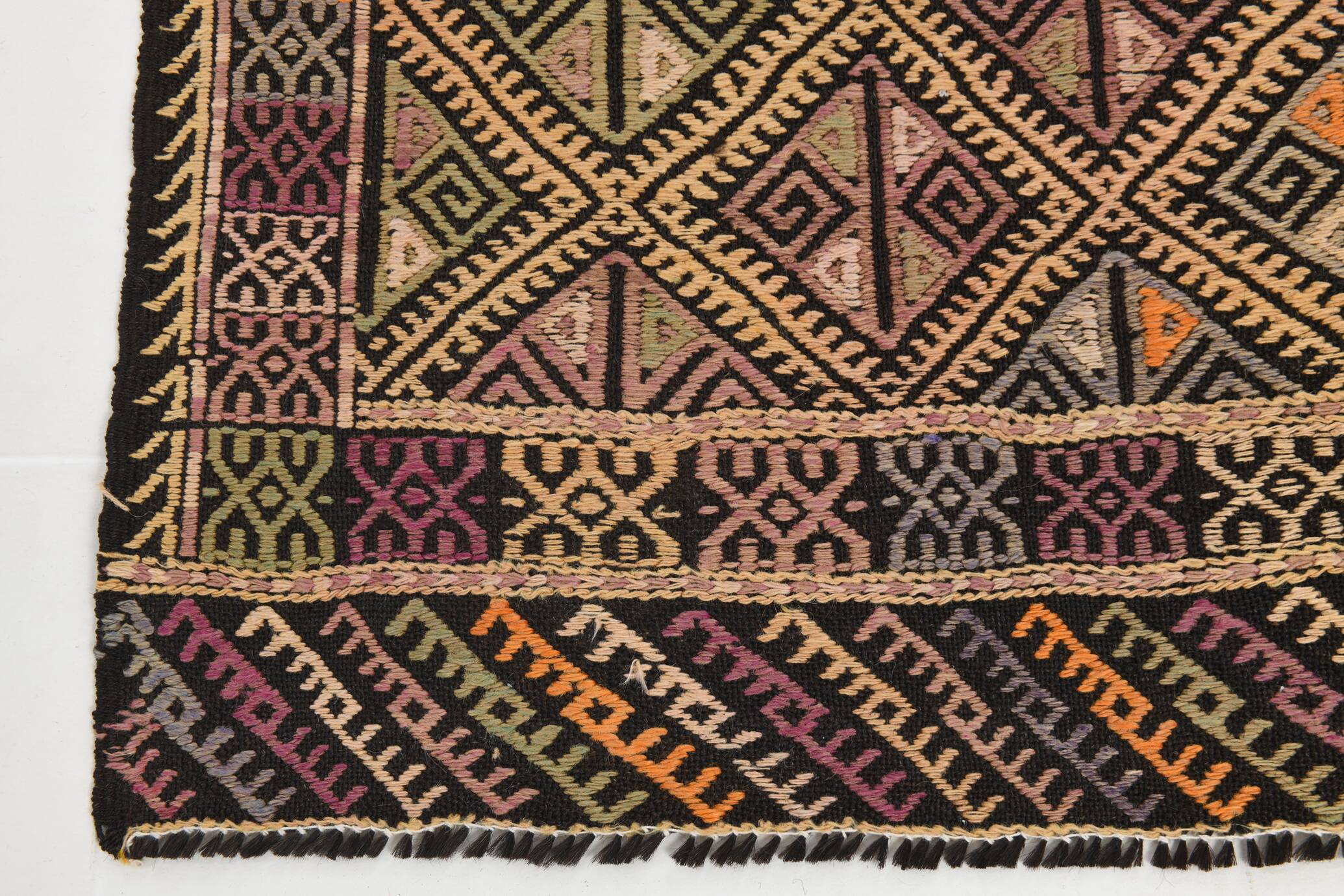 Yellow & Green Tribal Turkish Kilim Rug, 158x236Cm