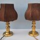 Lot of two retro-modernist lamps with natural leather lampshade