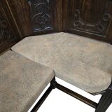 Vintage corner bench in wood in Henri II style