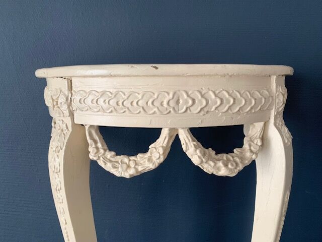 Old wooden console, half moon, Louis XVI style, early twentieth century