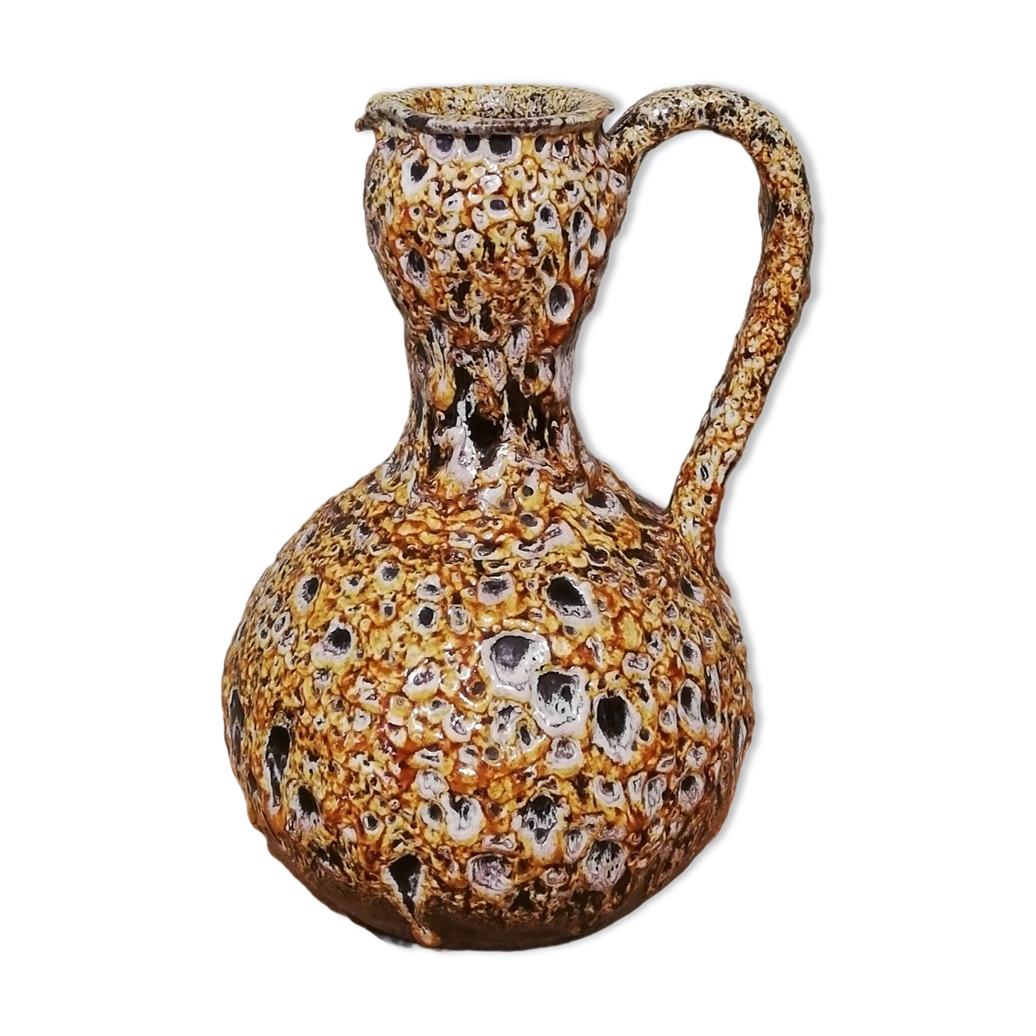 Honey colored Fat Lava ceramic pitcher vase