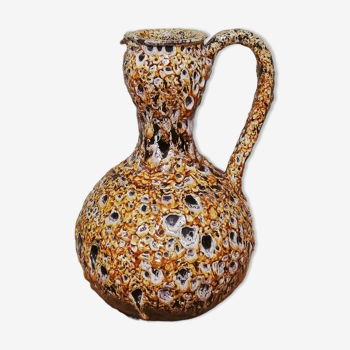 Honey colored Fat Lava ceramic pitcher vase