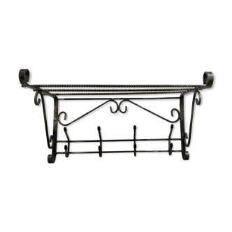 Wrought iron wall coat holder