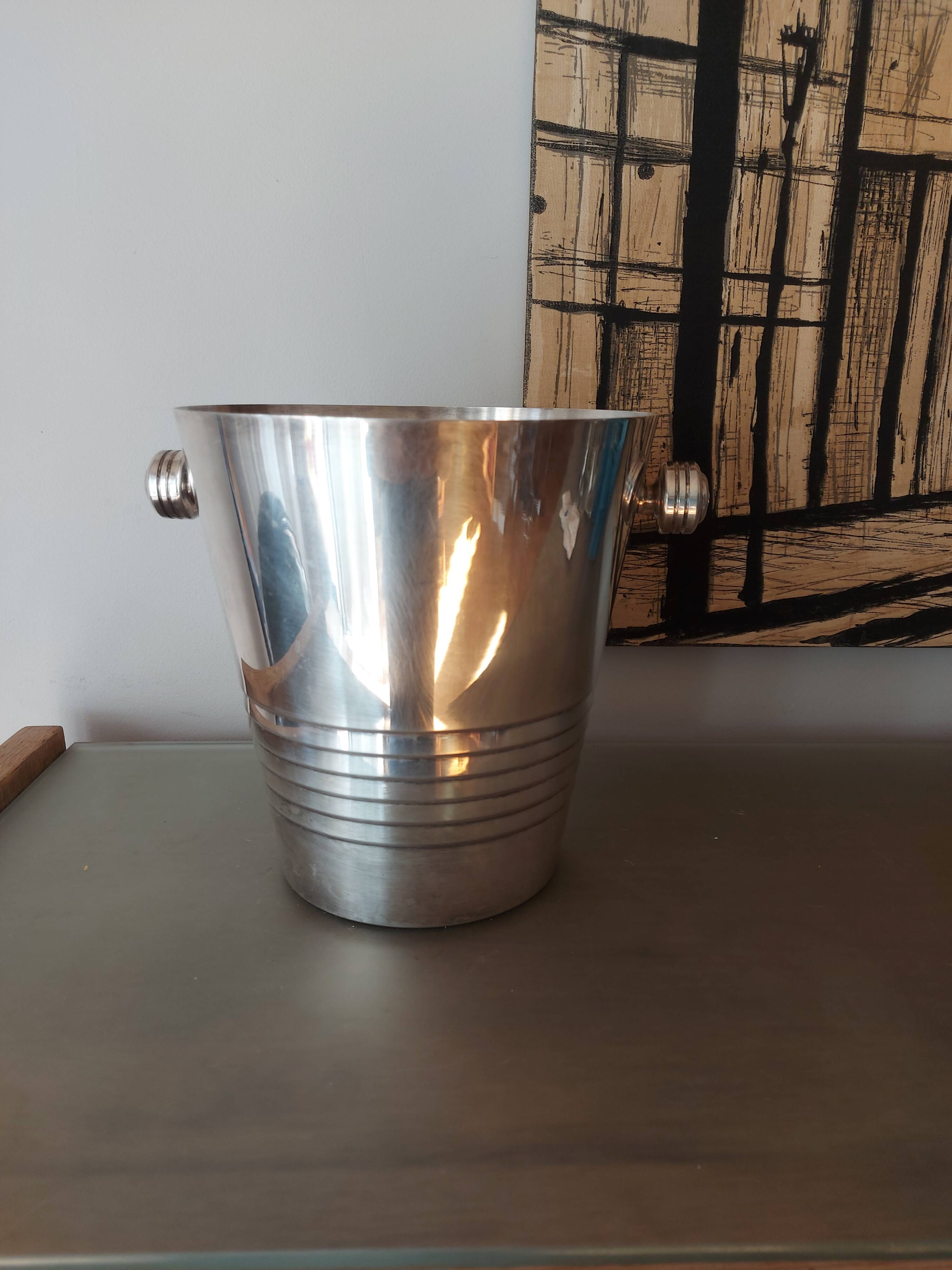 Ice bucket art deco champagne bucket in silver metal