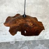Large pendant light in corrugated teak leaf (Large D:60 H:20)