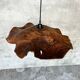 Large pendant light in corrugated teak leaf (Large D:60 H:20)