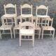 Original white lace-up vintage chairs (series of 8) stamp manufacturer L E 1995