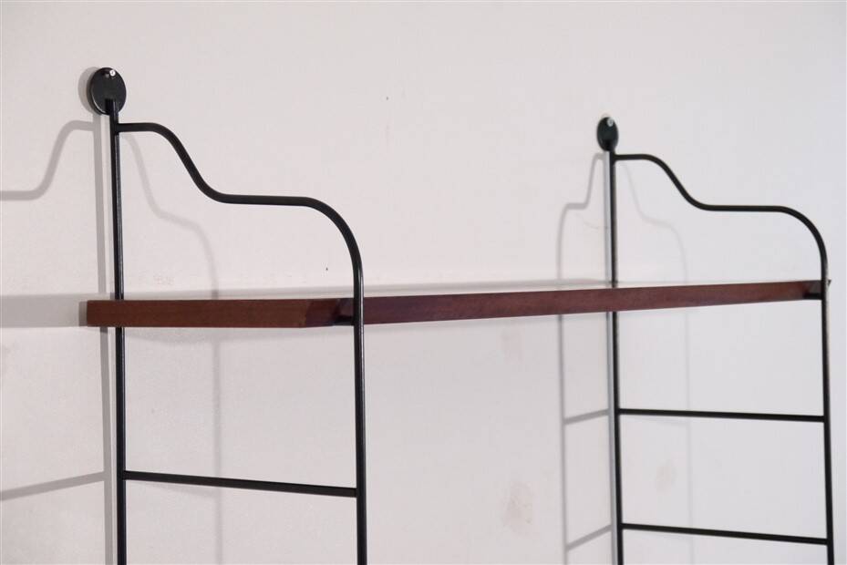 Vintage teak and metal shelf 1960