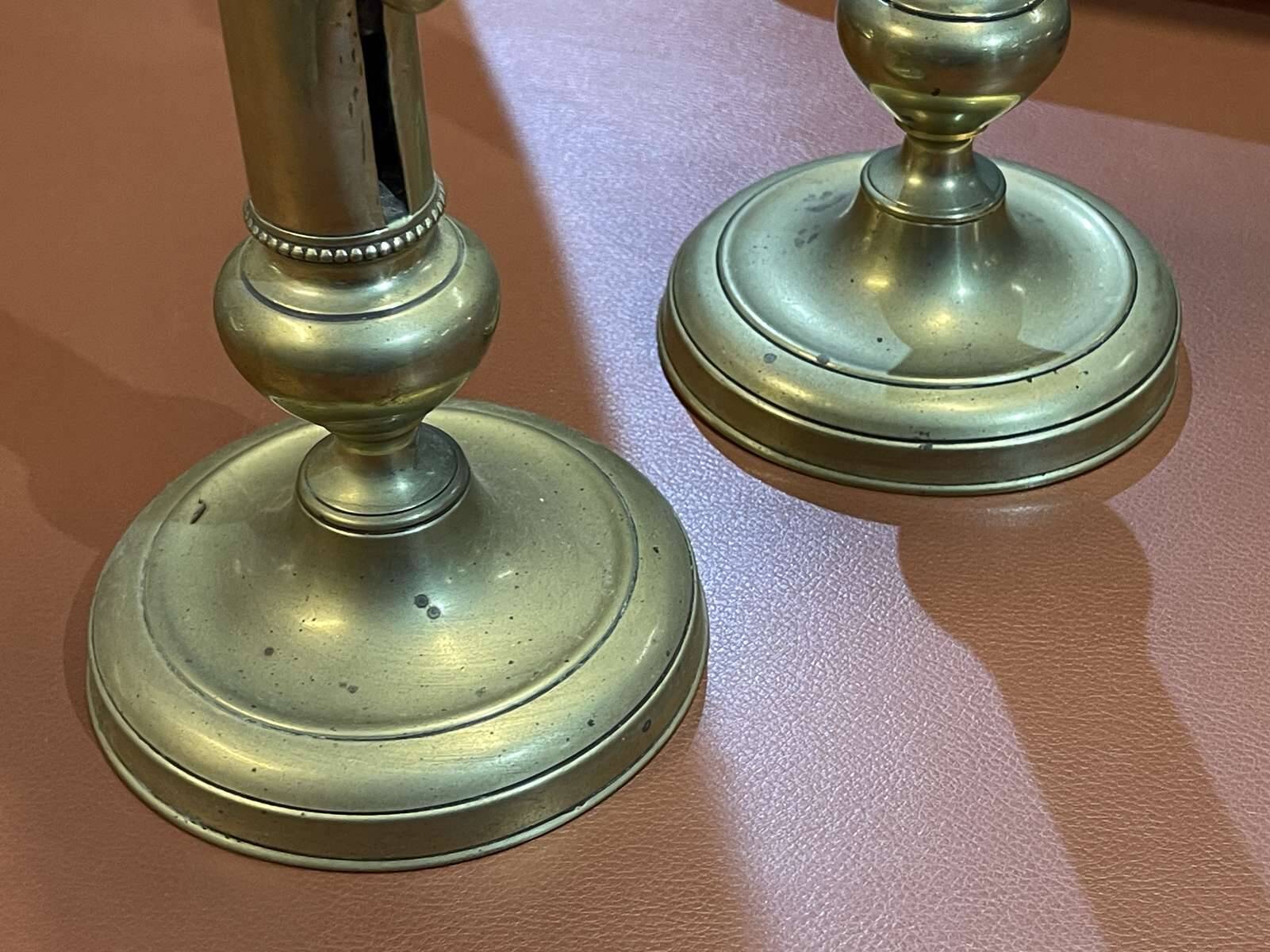 Pair of brass candlesticks from the early 20th century.