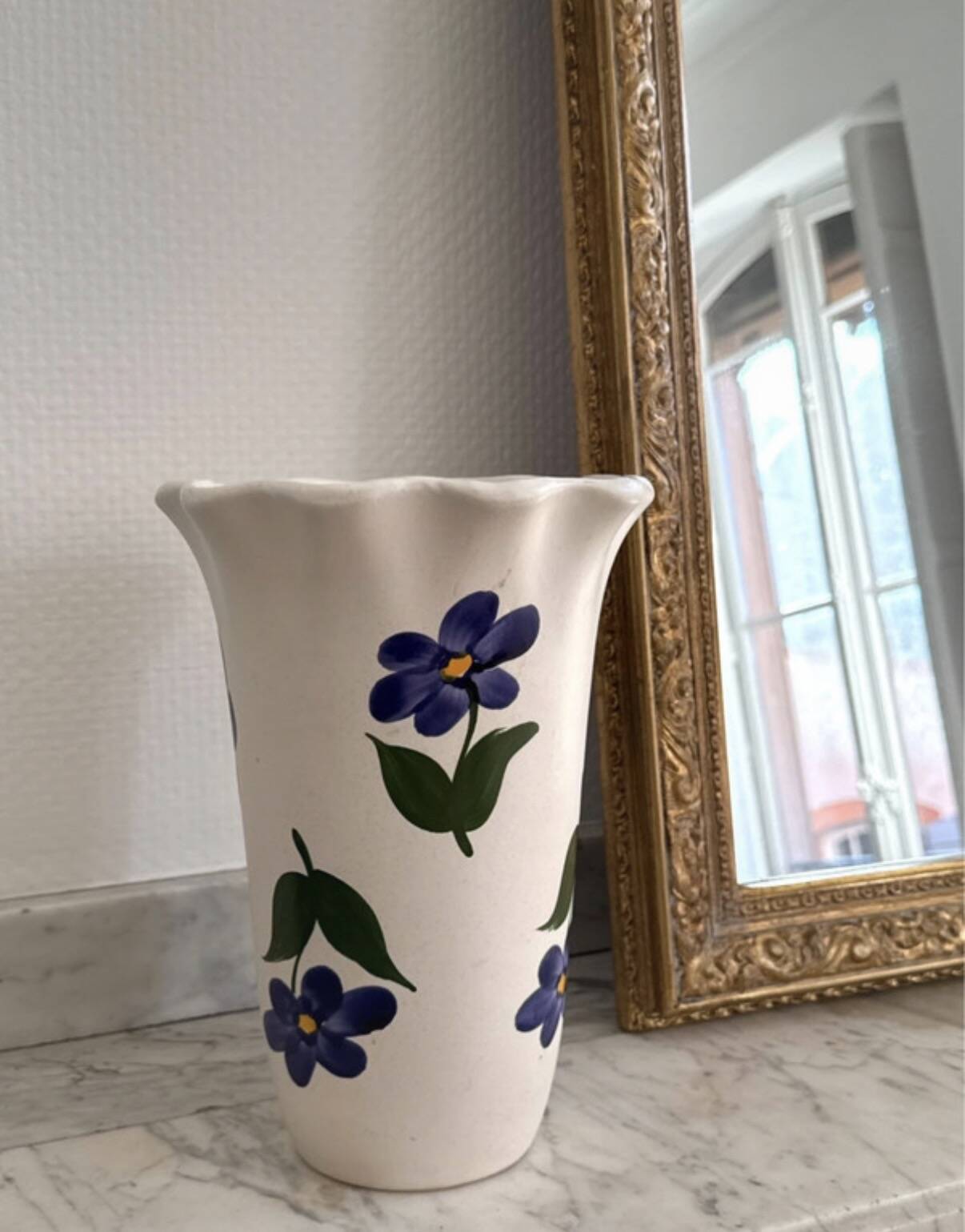 Vase Poët-Laval décor anémones et col tulipe - années 60-70