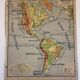 Old school geographical map of the American continent.