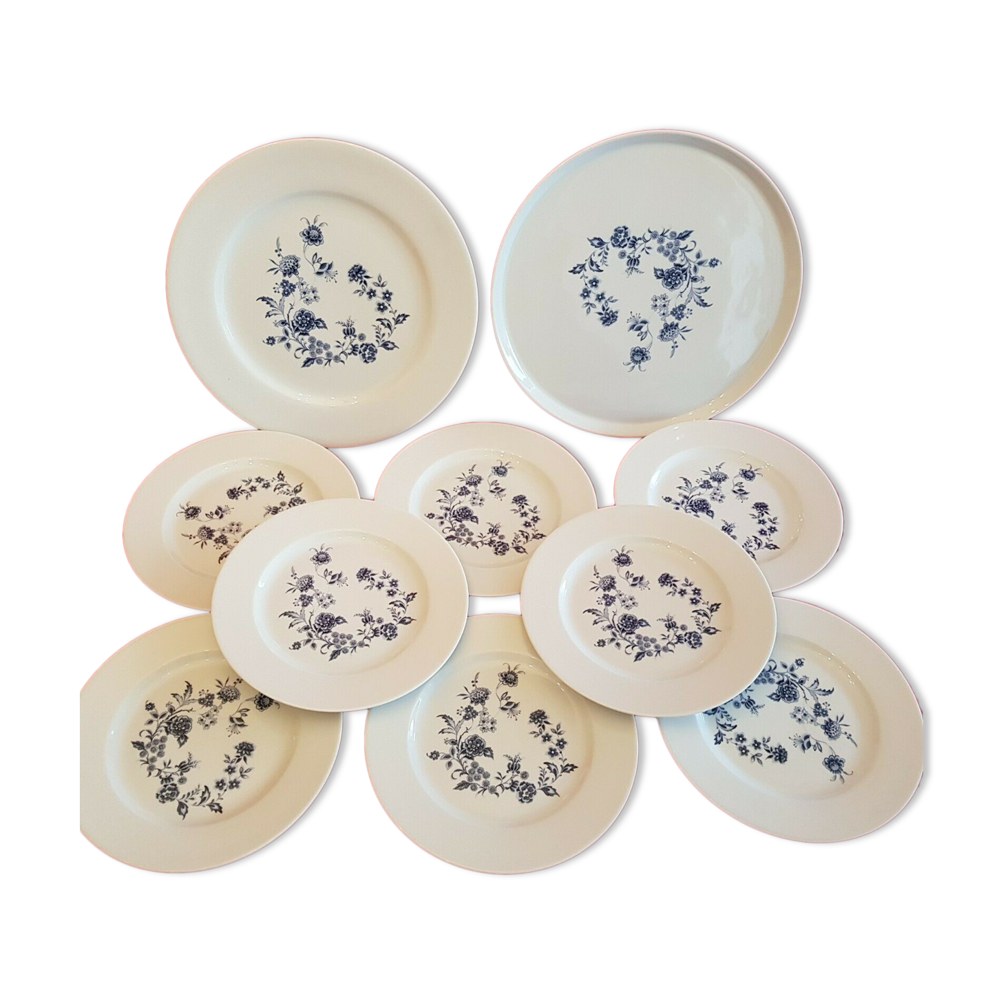 Frelon porcelain dessert set 8 plates + 2 trays