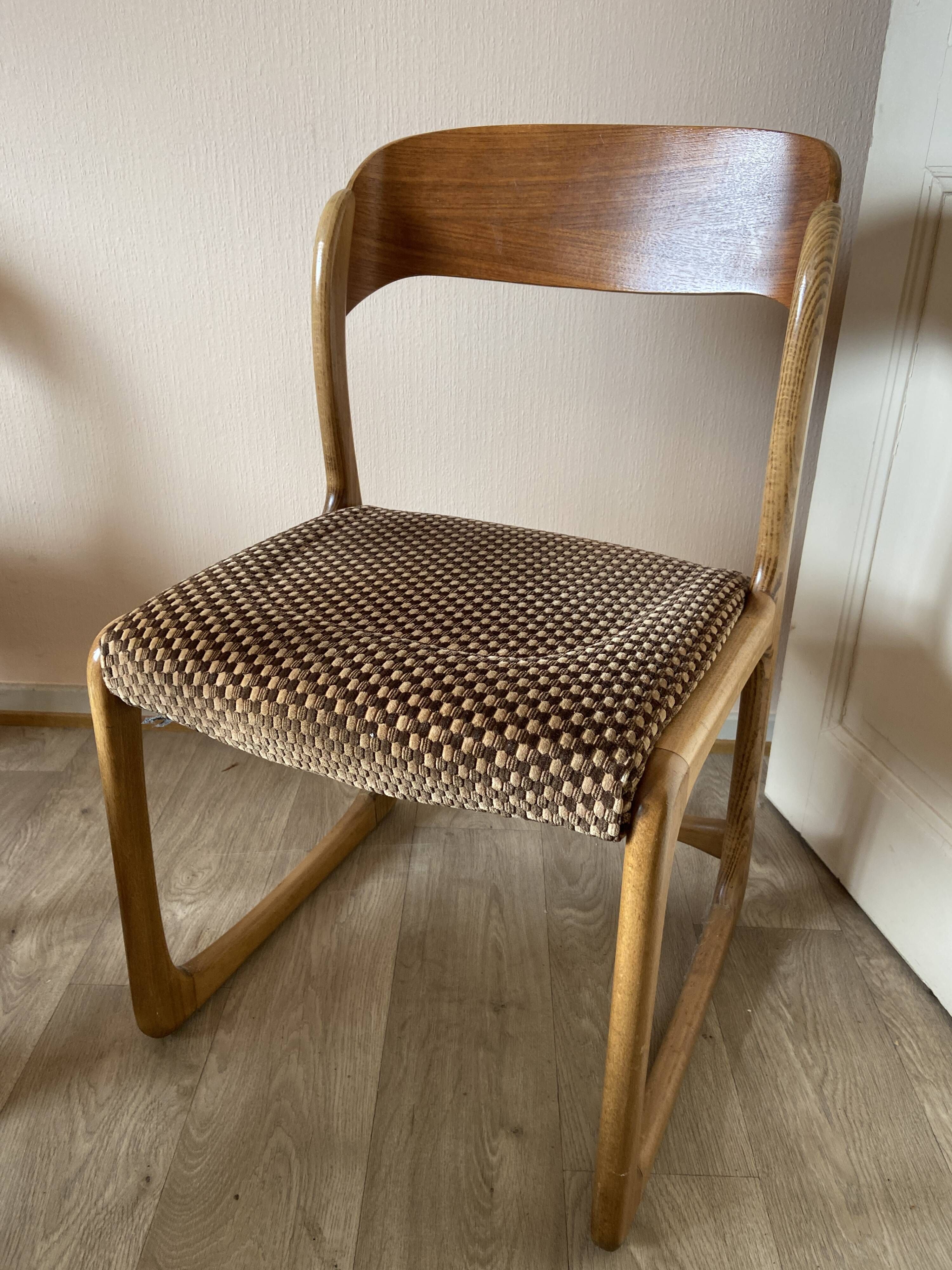 Set of 6 baumann chairs model sled sled circa 1960