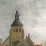 Tableau ancien la rue du village