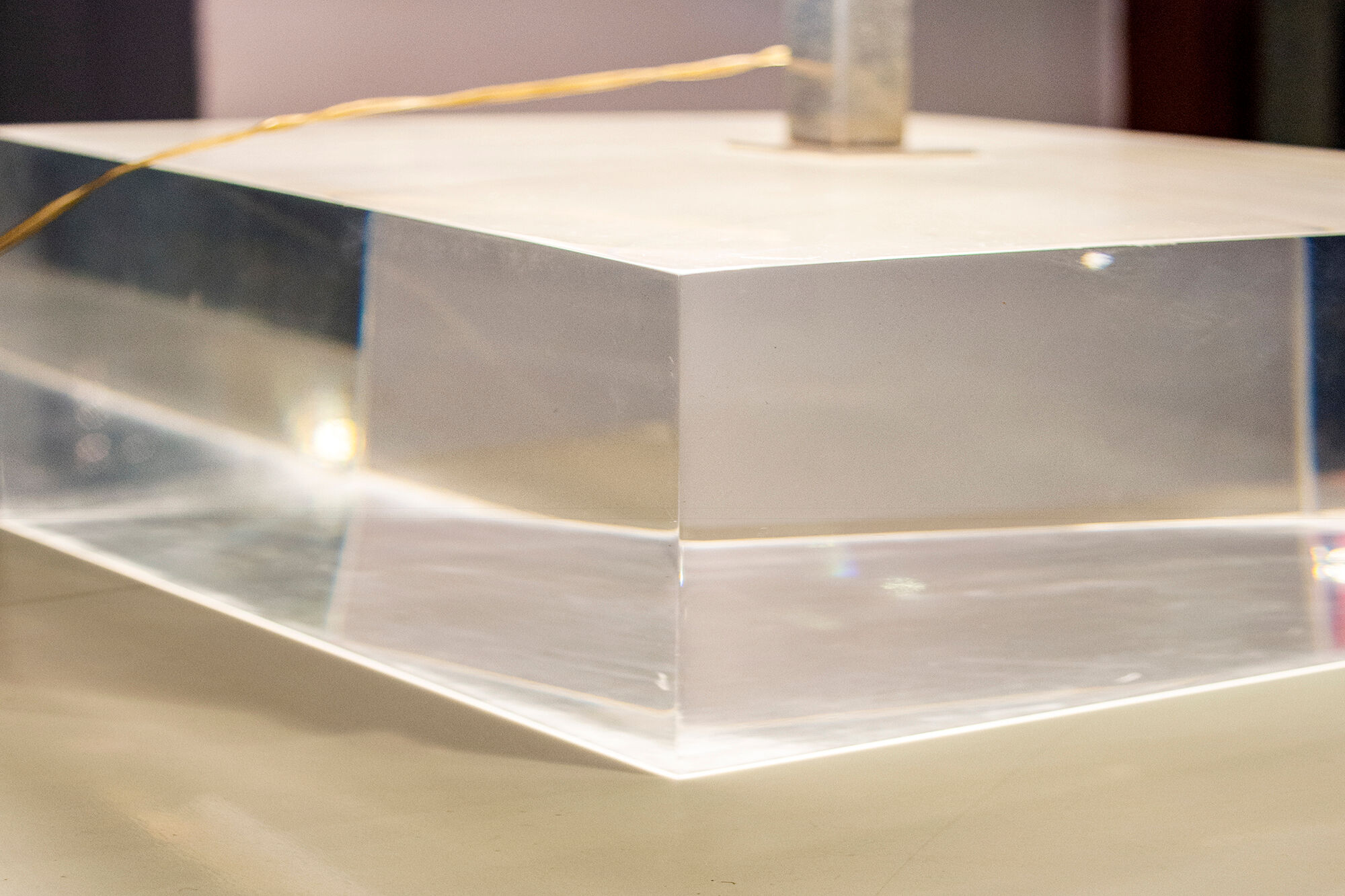 Acrylic Glass and Brass Lamp from ND, Italy, 1970s