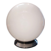Plafonnier ancien globe opaline blanc socle métal art déco 1930 ø 15 cm tbe