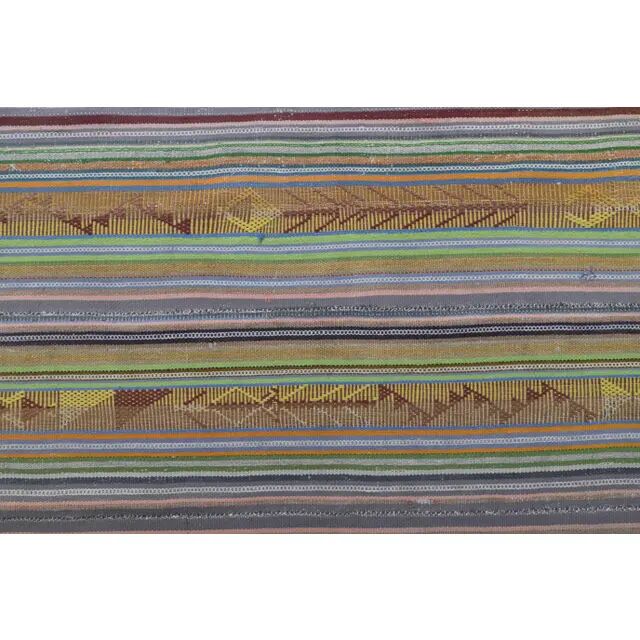 Tapis vintage turc Oushak fait main en laine et coton vert, années 1970