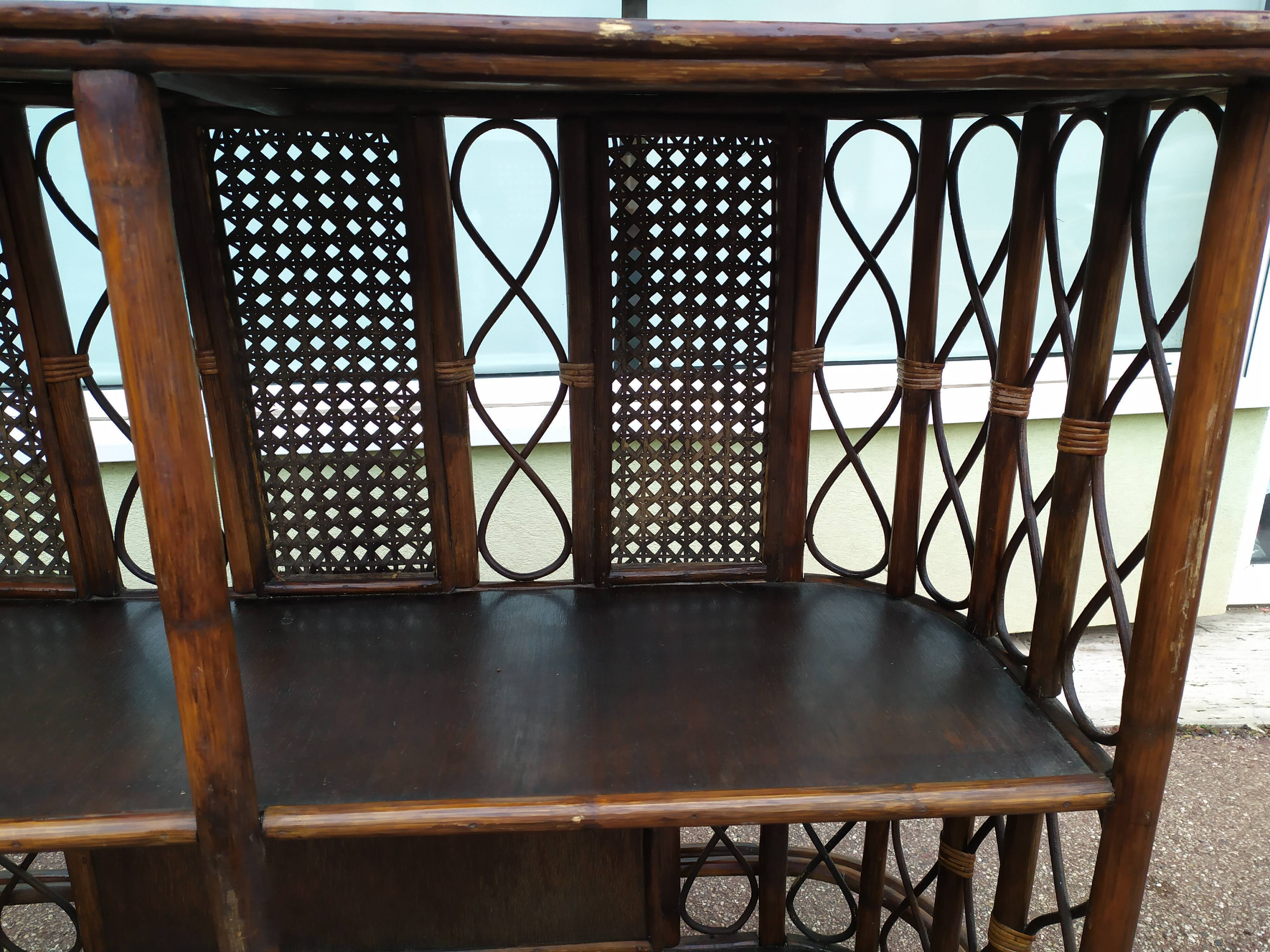 Set Bar + 2 rattan stool bamboo cannage