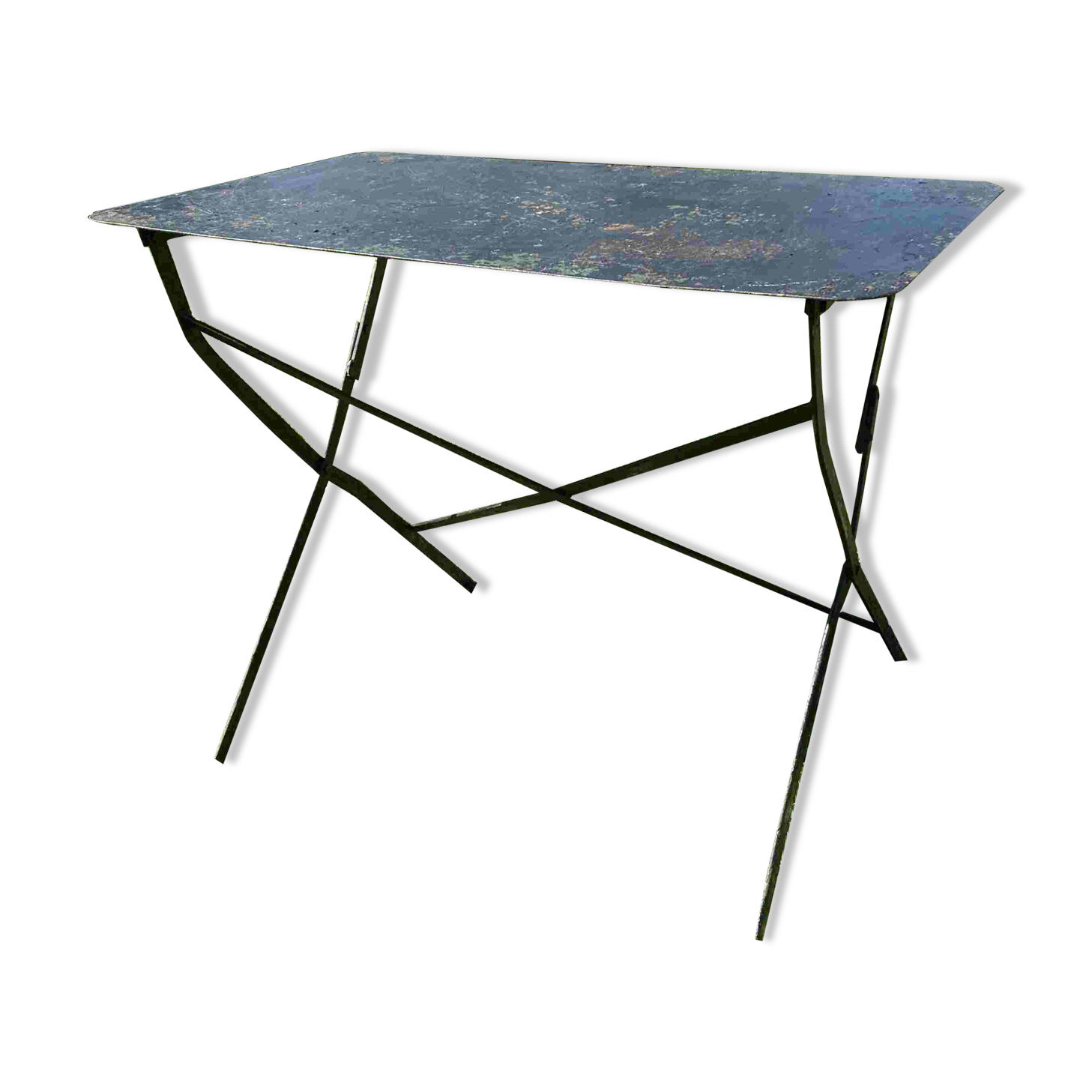 Antique black metal folding table – good quality