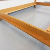 Lit double vintage français Guillerme et Chambron en chêne massif années 60