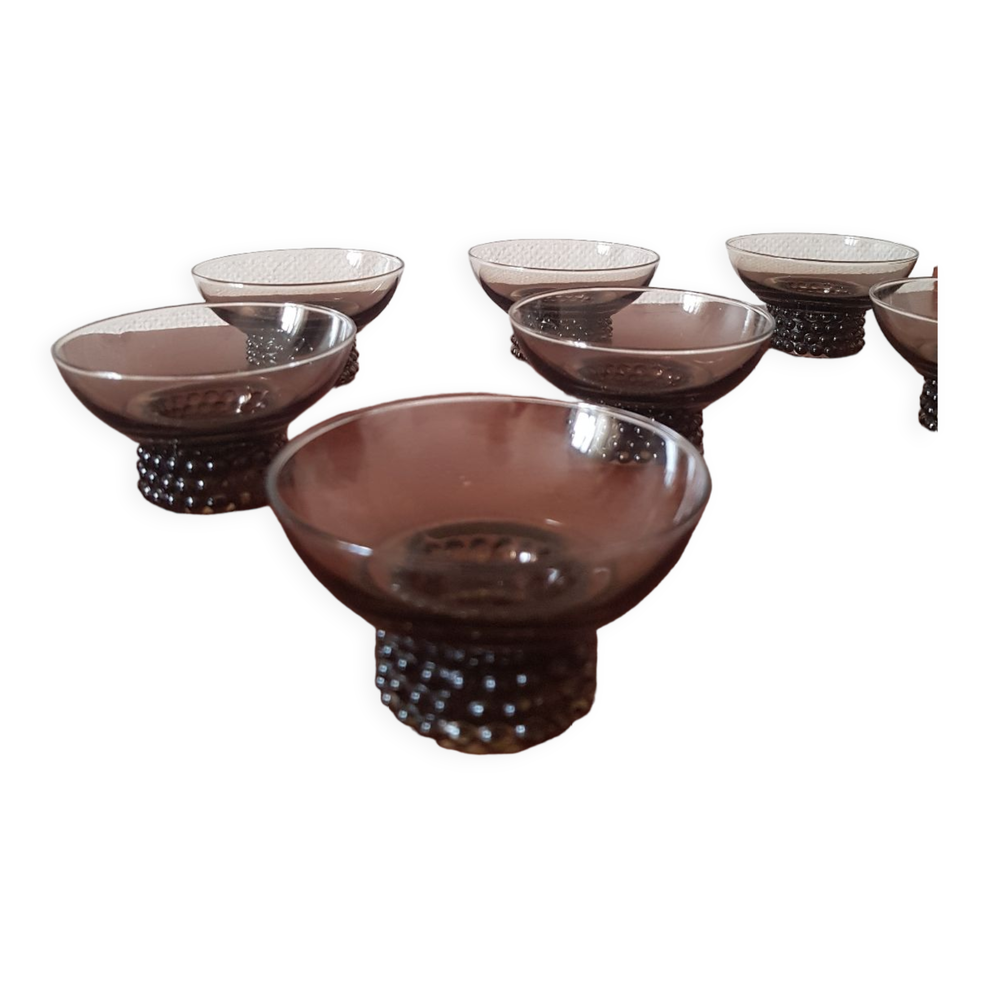 Set of 7 black vintage glasses
