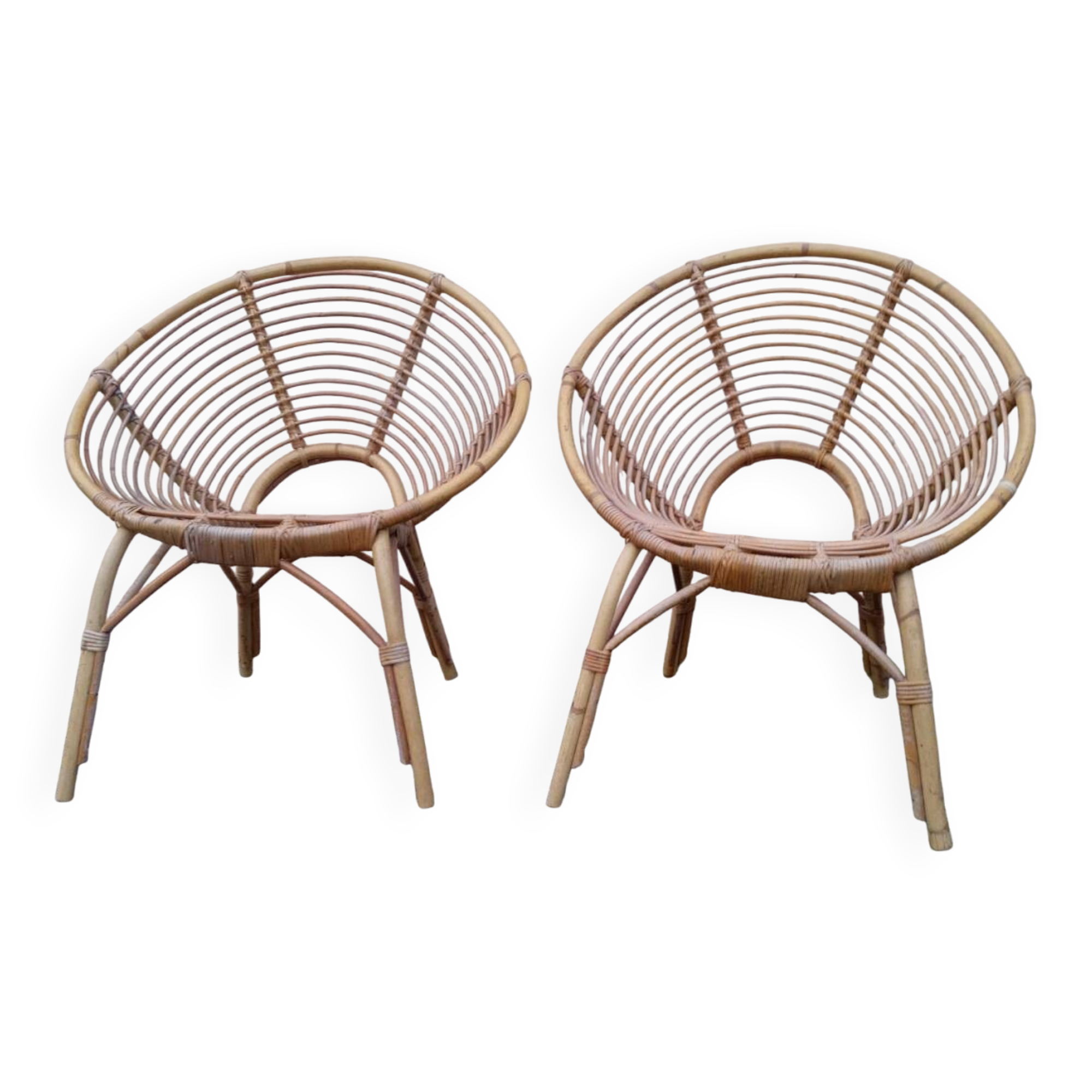 Pair of rattan armchairs