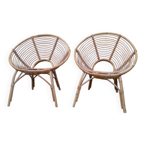 paire de fauteuils rotin