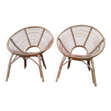 Pair of rattan armchairs