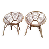 Paire de fauteuils rotin