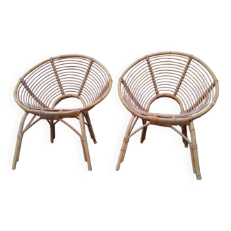 Pair of rattan armchairs