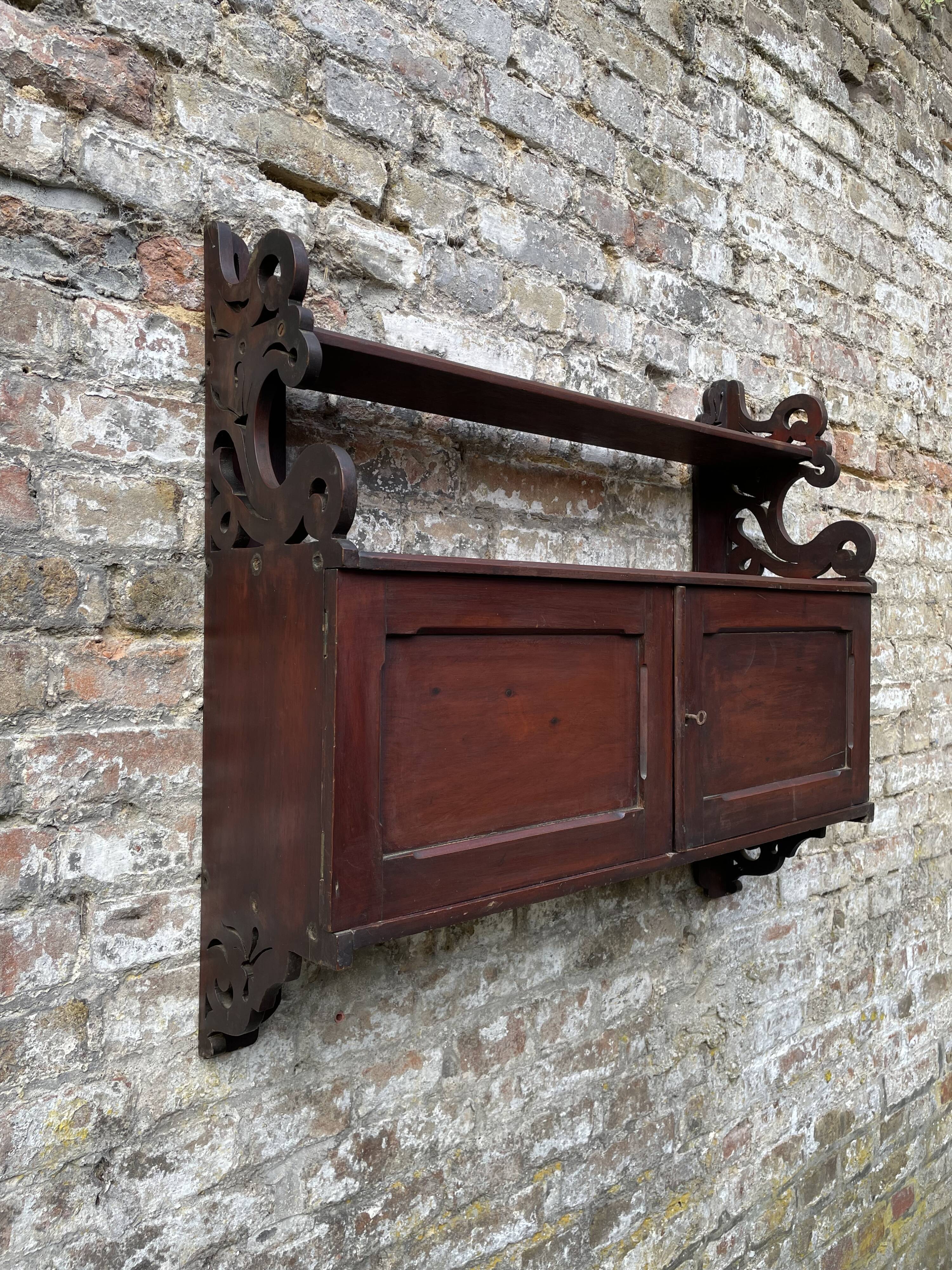 Antique mahogany wall cabinet/shelf