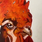 Coq portrait peinture à l’huile