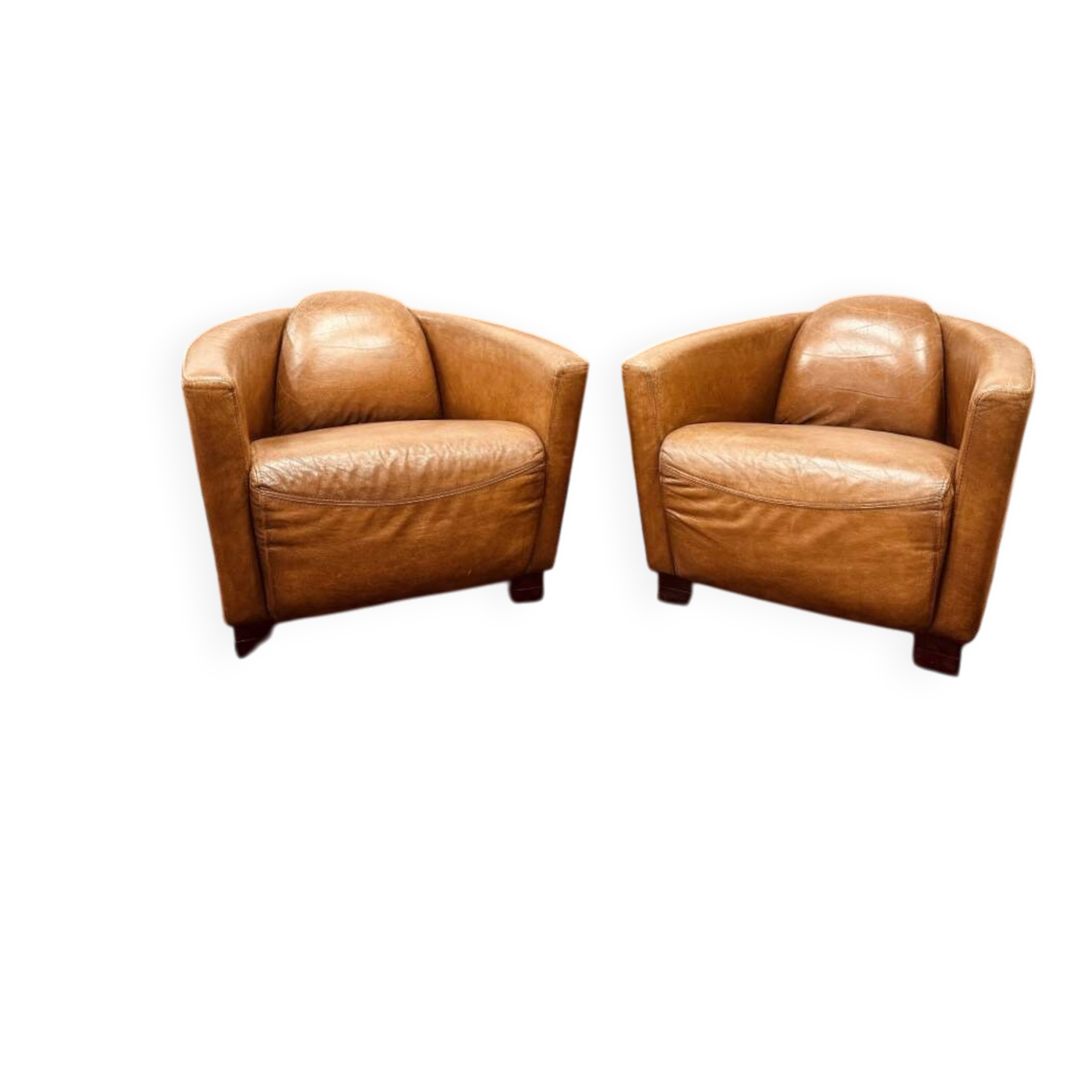 Fauteuil club vintage en cuir de mouton
