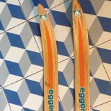 Pair of vintage wooden skis L=202cm