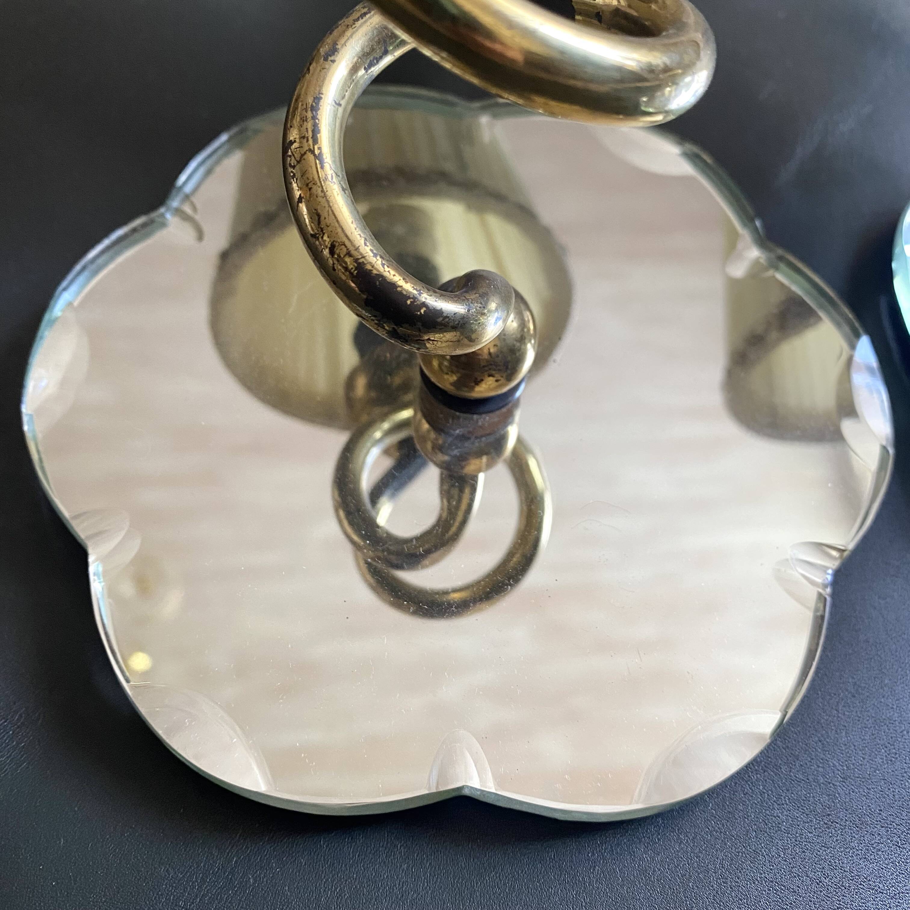 Pair of mirror and brass wall lights from the 50s and 60s