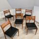 Lot 6 Scandinavian chairs year 60/70 beech and imitation leather