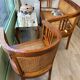 Art Deco wooden and cane bench