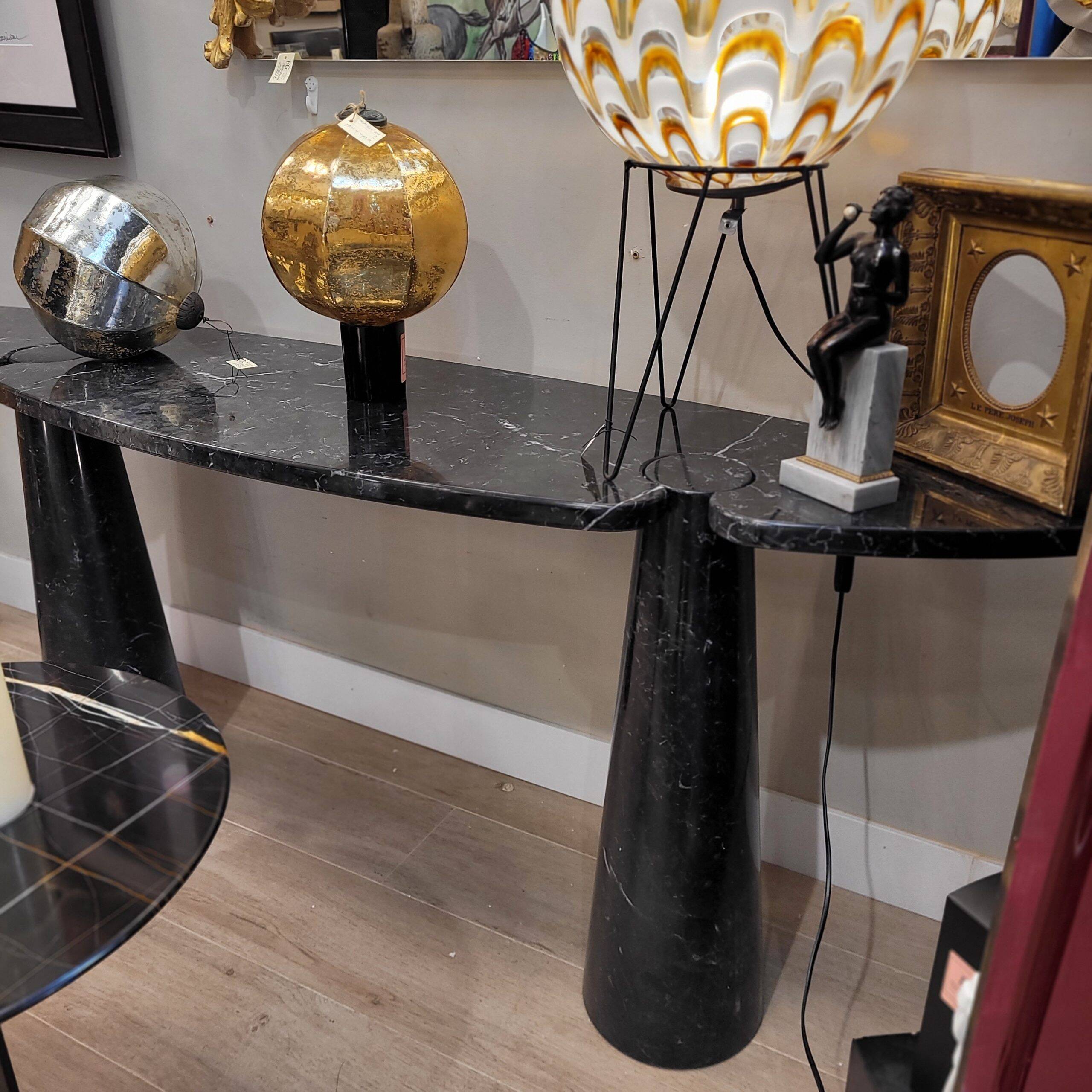 Console EROS, black Marquina marble, Angelo Mangiarotti for Skipper, 1970
