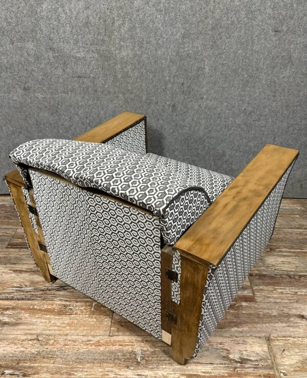fauteuil tulipe convertible en lit époque Art Déco en bois clair