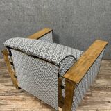 tulip armchair convertible into a bed, Art Deco period, light wood
