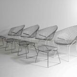 Rare Bertoia diamond chairs with ottoman for Knoll International, 1970s