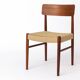 2 chaises de salle à manger des années 1960 - danoises, teck, assises en corde de papier