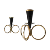 Porte-bougies en métal moderne du milieu du siècle par Gunnar Ander pour Ystad Metal, Suède, ensemble de 2
