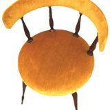 Mustard gondola armchair in the style of Helmut.