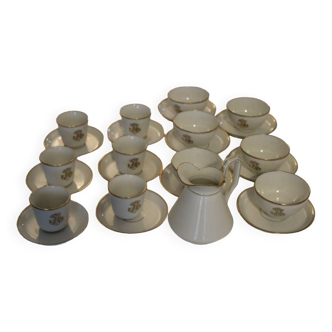 Set of 6 coffee cups and 6 tea cups with their saucer